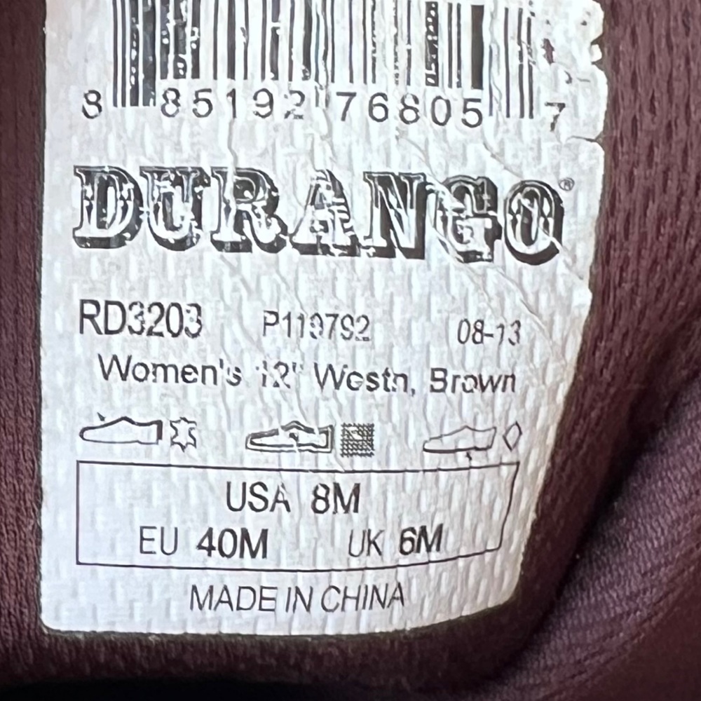 DURANGO CRUSH Women's 8M Embroidered Cowboy Boots 12" Brown Western RD3203 - Picture 5 of 11